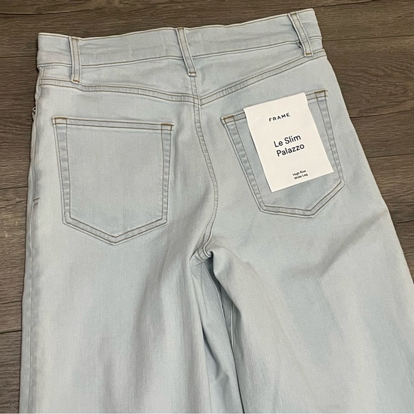 FRAME Le Slim Palazzo Jeans High Rise Wide Leg Feather Light Wash Sz 27 NWT $278 - Picture 9 of 11
